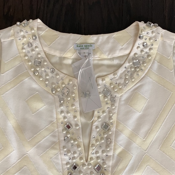 Kate Spade Cream and Yellow Jewel Embellished Tunic - Picture 2 of 4